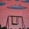 Swing under a pink sky